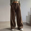 Women's Solid Color High-Waisted Pleated Pants with Pockets Wide Leg