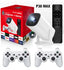 P30 Game Console Projector with remote and controllers, offering HD visuals and dual functionality for gaming.