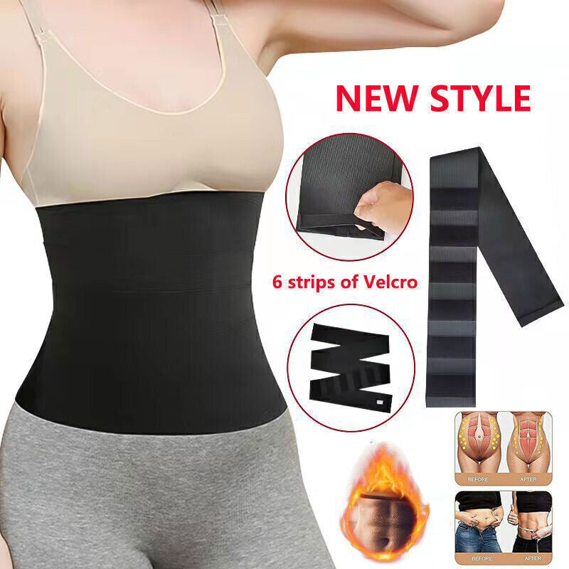 Invisible Wrap Waist Trainer Tape Adjustable Tummy Shapewear with Velcro strips for added support.