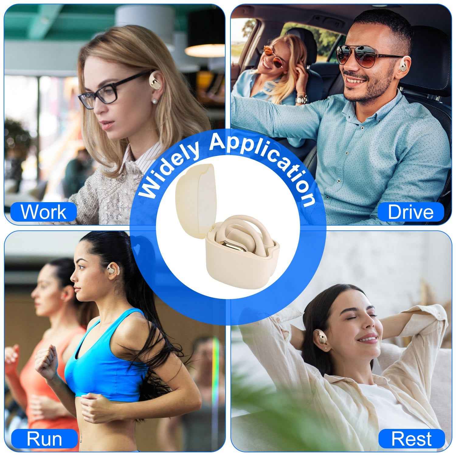 Open-Ear Wireless Bluetooth 5.4 Headphones, IPX5 Sweat-Resistant Earbuds with Touch Controls, Long Battery Life and Charging Case, Comfortable for Workouts & Daily Use