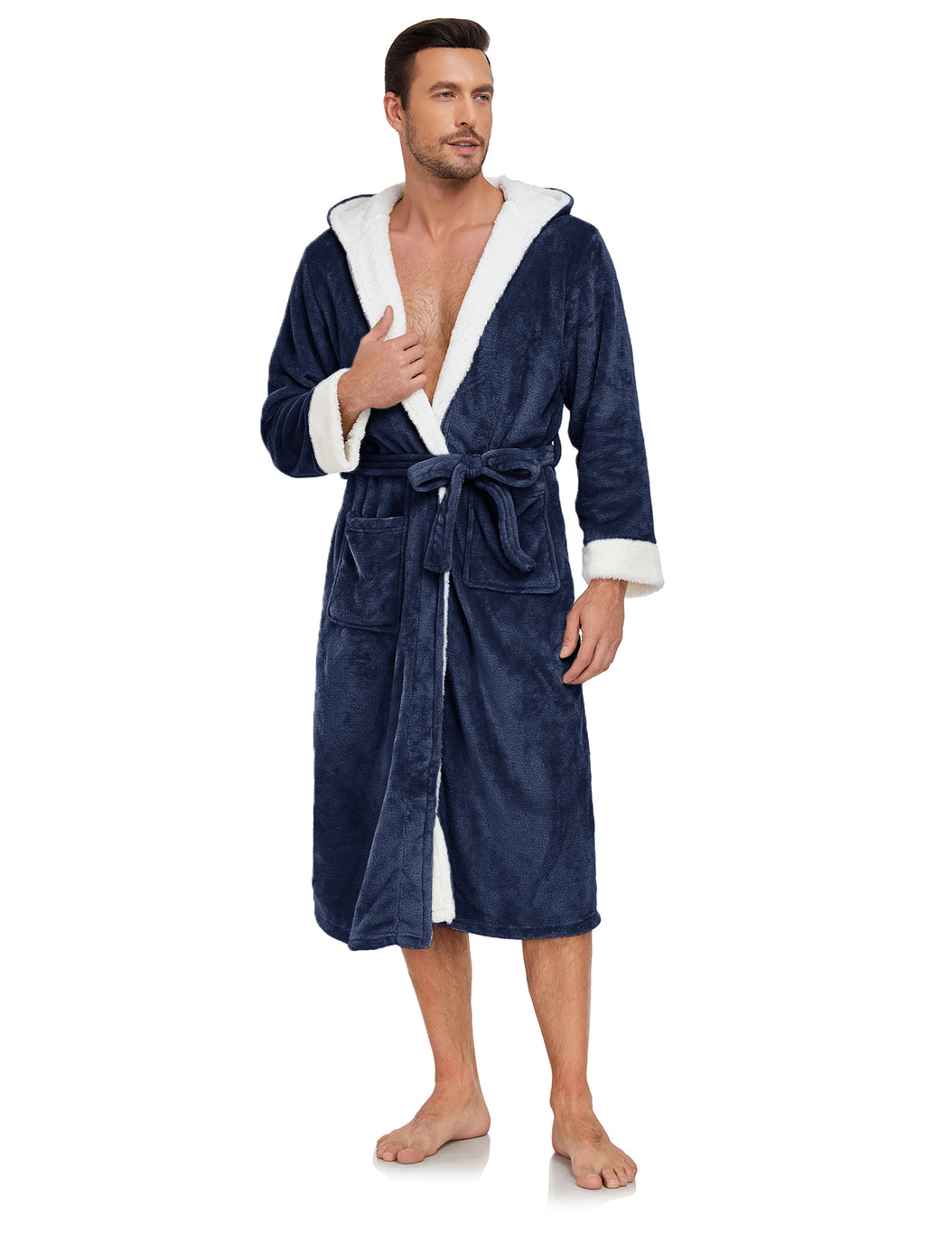 RONGTAI Ladies Long Fleece Bathrobe 300GSM Brushed Flannel