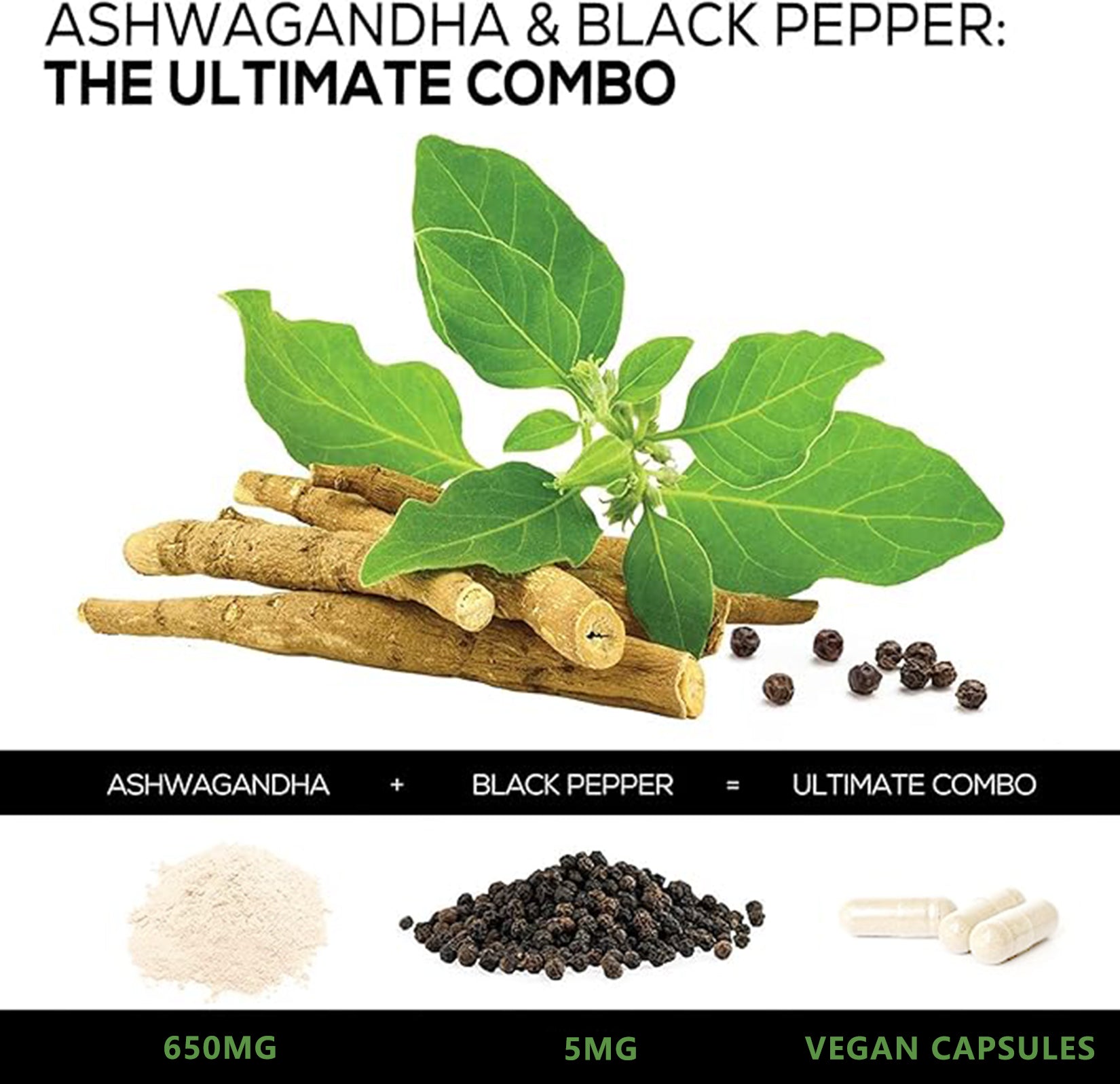 Ashwagandha Supplements Capsules Vegan Stress Relief Immune Support Supplement | Organic