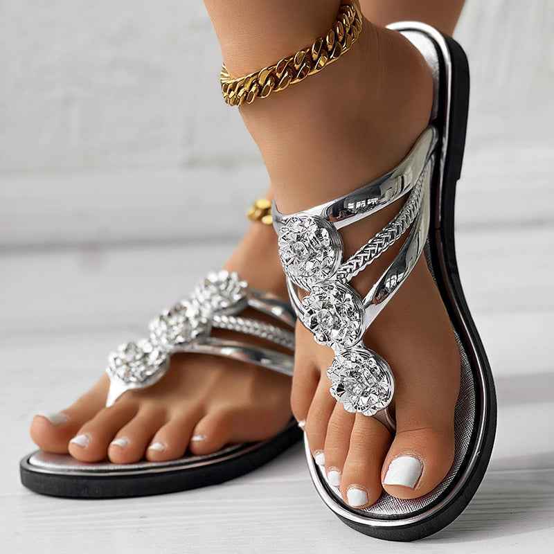 Floral Pattern Flip Flops, Comfortable And Casual Summer Beach Slippers