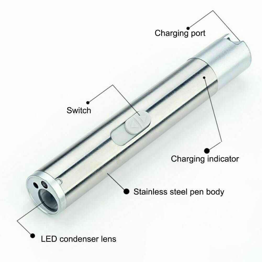 Red Laser Pointer Pen USB Rechargeable LED Light 3 In 1 UV Flashlight Cat Dog Toys