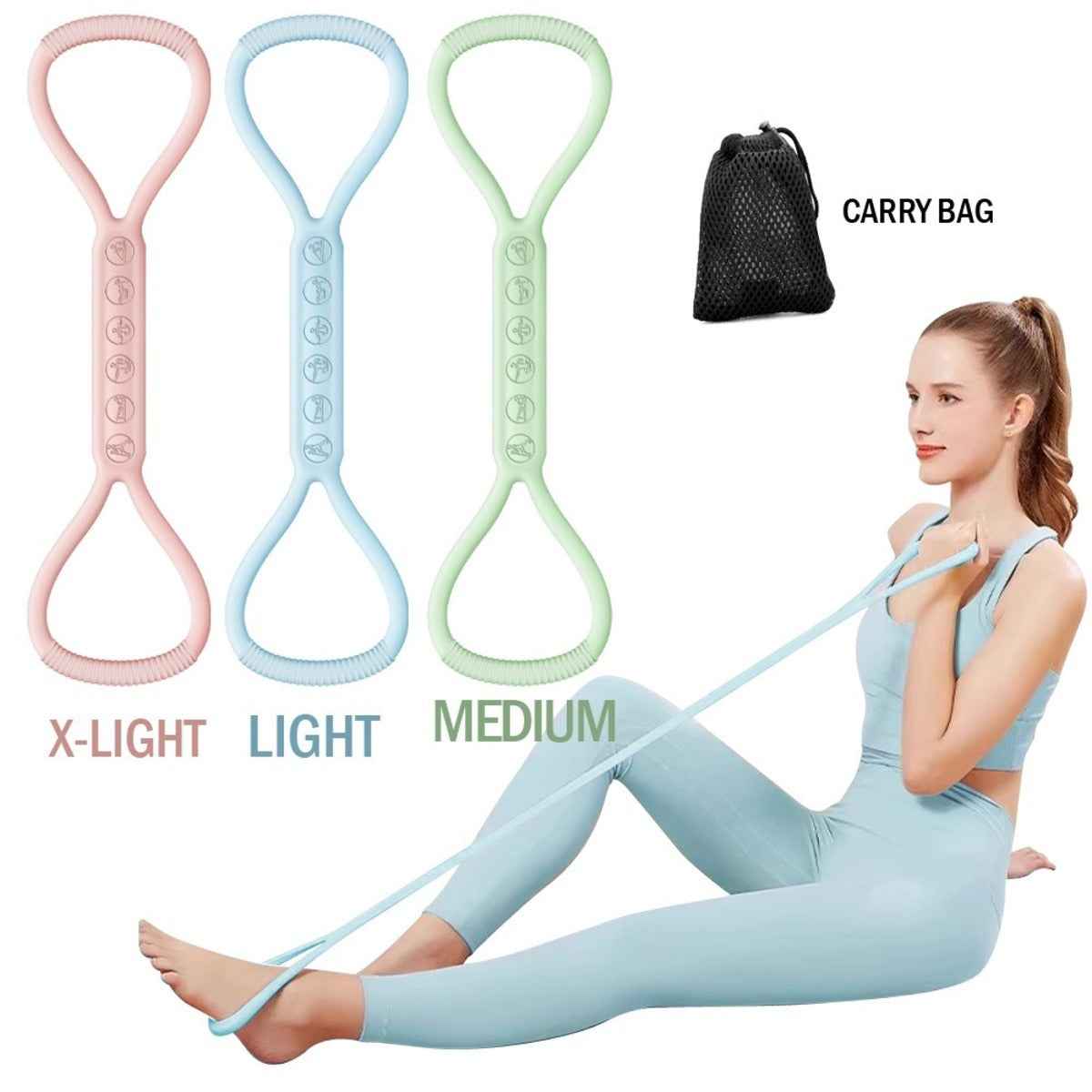 8-character Puller, 8-character Silicone Yoga Auxiliary Home Elastic Band Mini Band Kit, A Set Of 3, Light Three Medium, And Heavy Lower Body Loop Resistance Bands For Legs And Booty Main image
