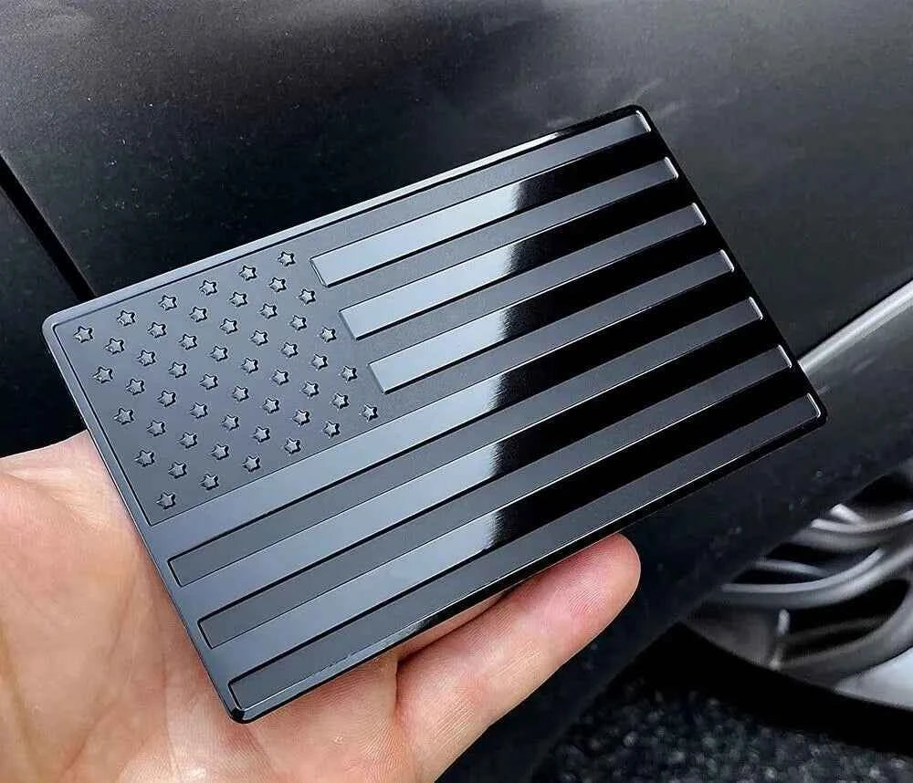 2PCS Metal USA Flag Car Truck Sticker – American Patriotic Emblem Decal, Black, Weather-Resistant Durable Design