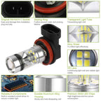 H8 H9 H11 LED Fog DRL Light Bulbs 6000K White (2PCS)
