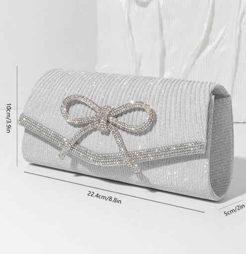 Bow Evening Bag Sparkly Clutch Purses For Women Wedding Glitter Rhinestone Party Prom Purse Dressy Clutch Bags