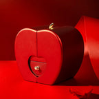 Red Apple Jewelry Box with Artificial Rose Gift for Her Chic Gift