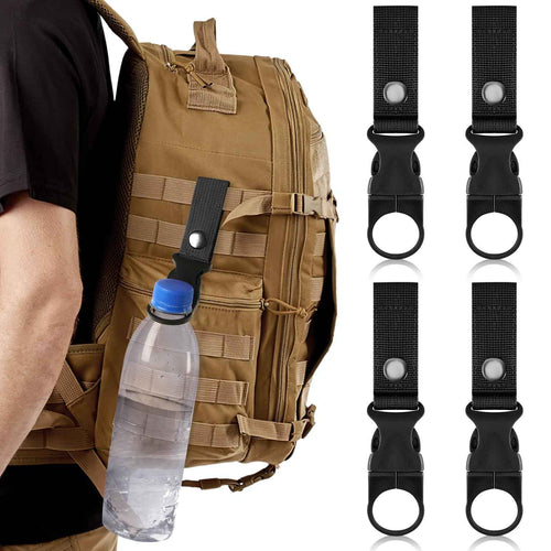 4PCS Plastic Bottle Holders Velcro Snap Carabiner for Hiking Camping