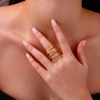 Starlight Golden Melody Ring Set S925 Silver And Gold-Plated Moissanite