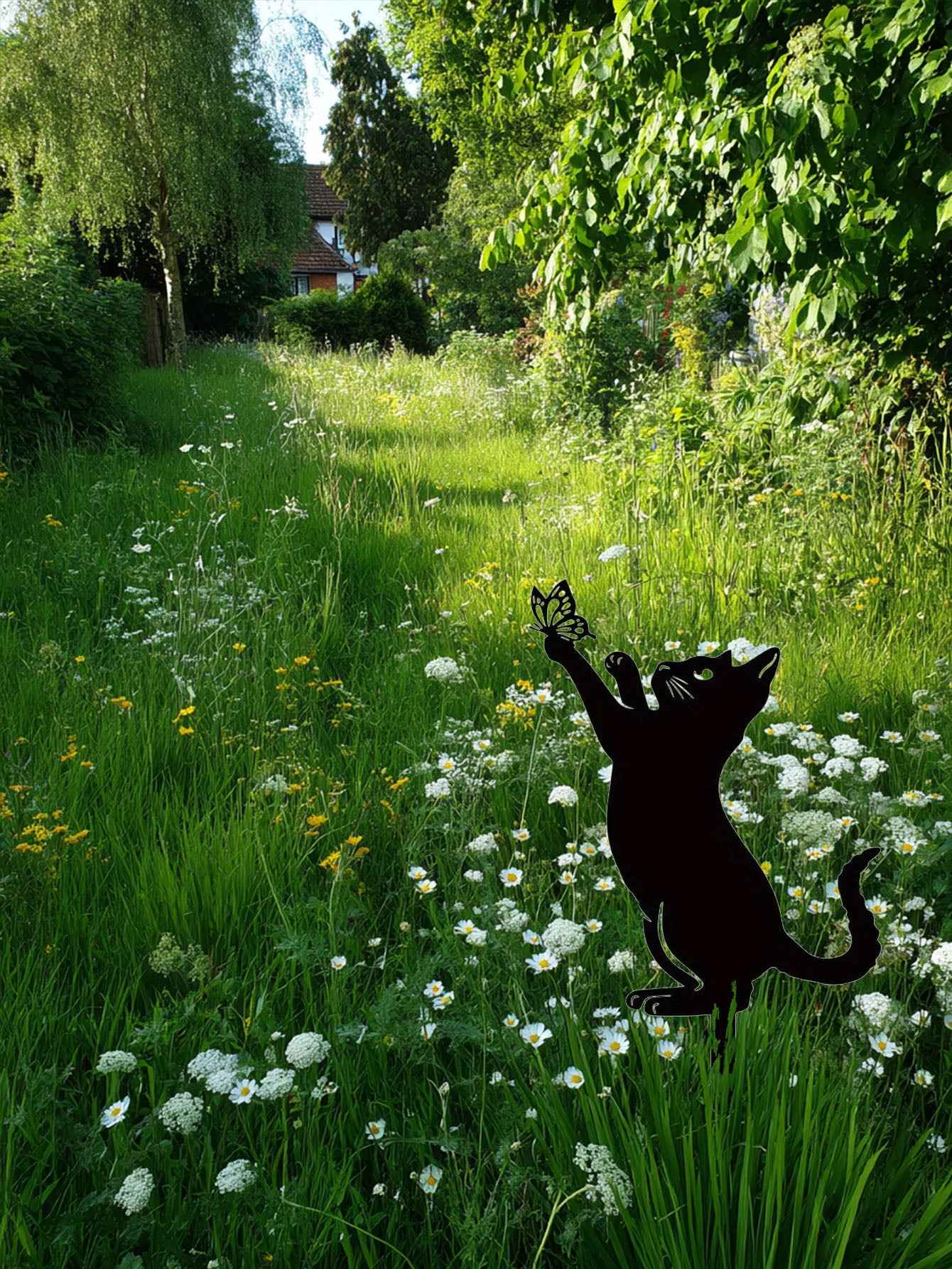 Cat Garden Stakes - Elegant Adorable Family Silhouette Statues, Perfect For Yard Main image