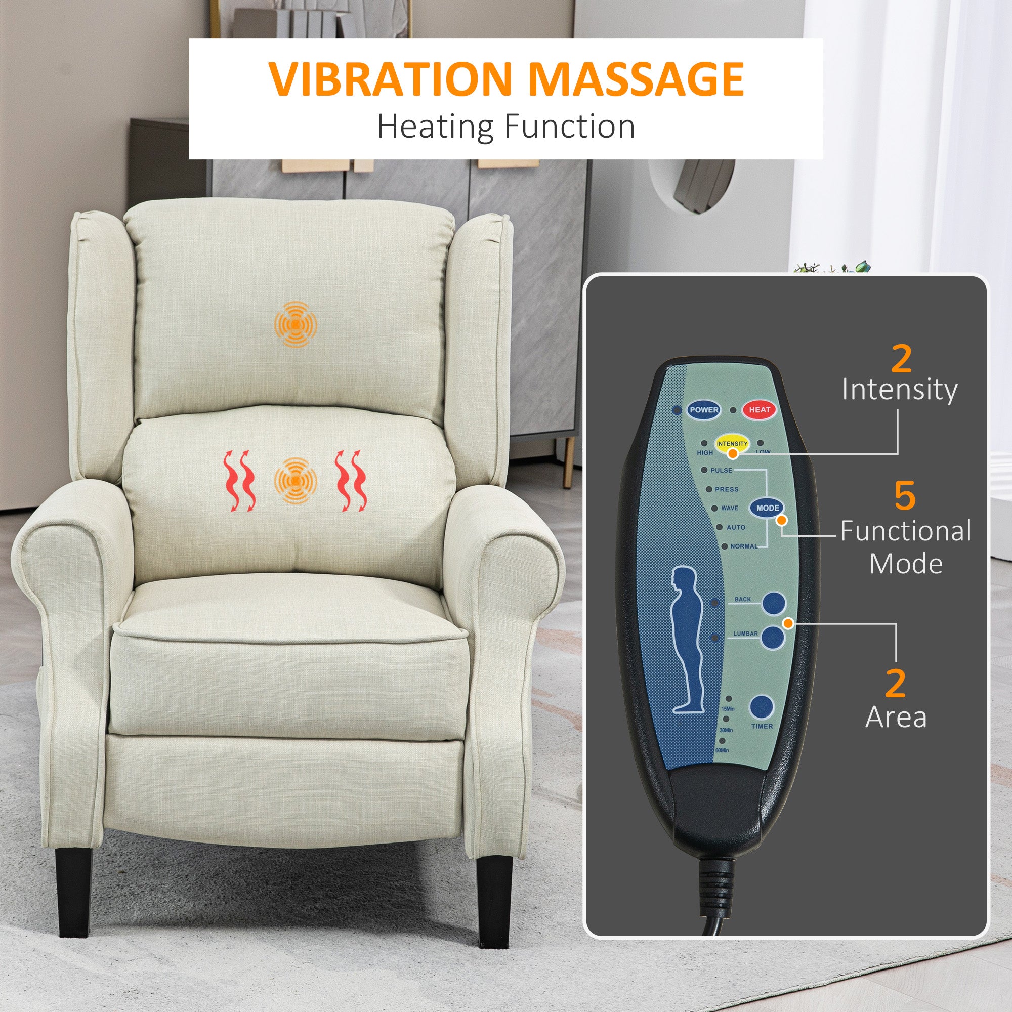 Vibration Massage Recliner Chair for Living Room with Heat At Home