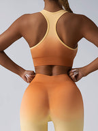 2 Pack Y Back Sports Bras For Women Spaghetti Thin Strap Workout Bras Wirefree Padded Racerback Yoga Bras worn by a model from the back.