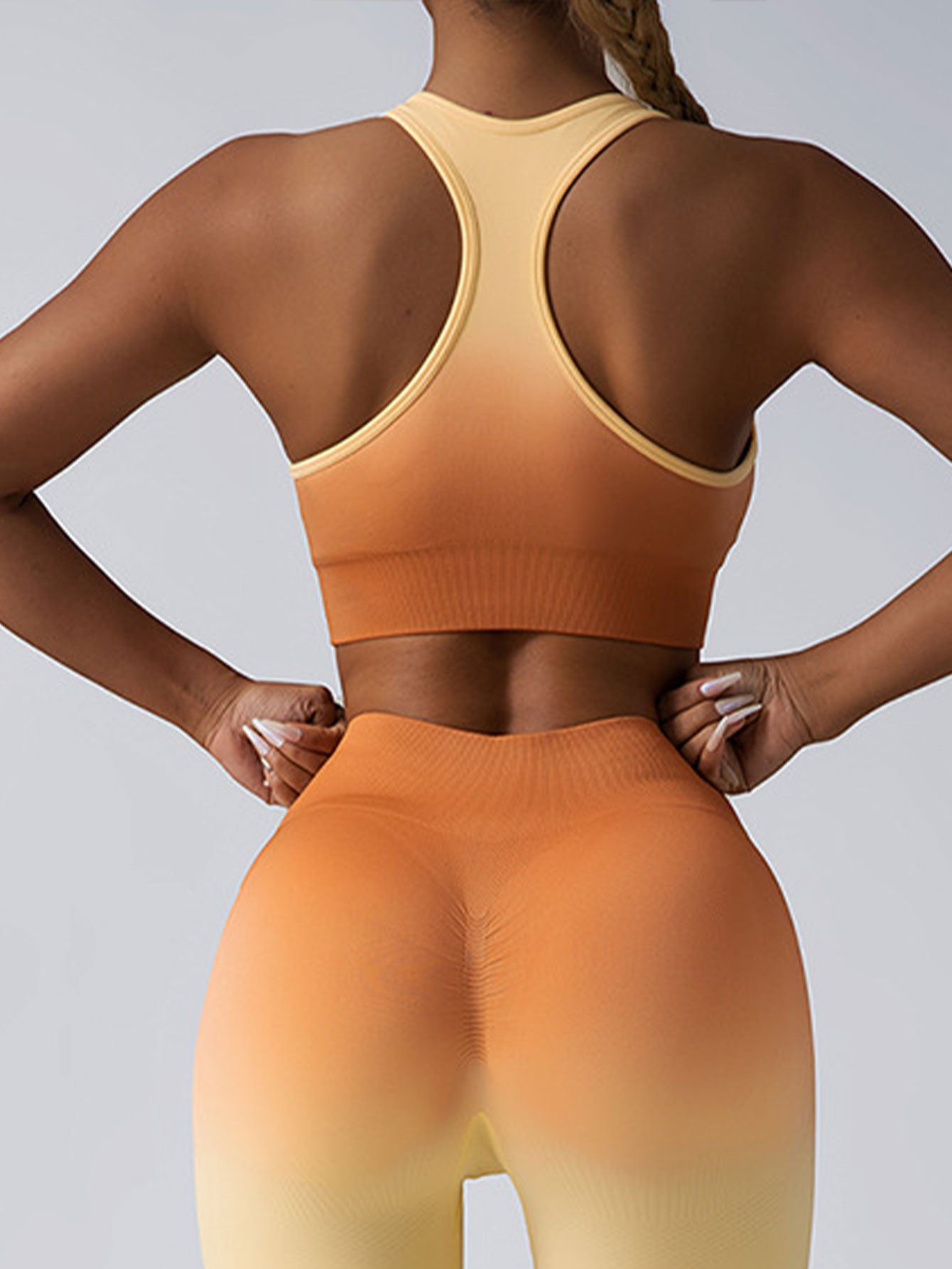 2 Pack Y Back Sports Bras For Women Spaghetti Thin Strap Workout Bras Wirefree Padded Racerback Yoga Bras worn by a model from the back.