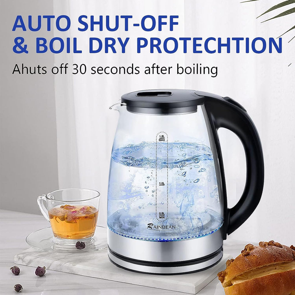 Electric Kettle Water Boiler 1.8L Wide Opening LED Light Auto Shut Off