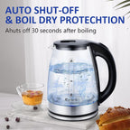 Electric Kettle Water Boiler 1.8L Wide Opening LED Light Auto Shut Off