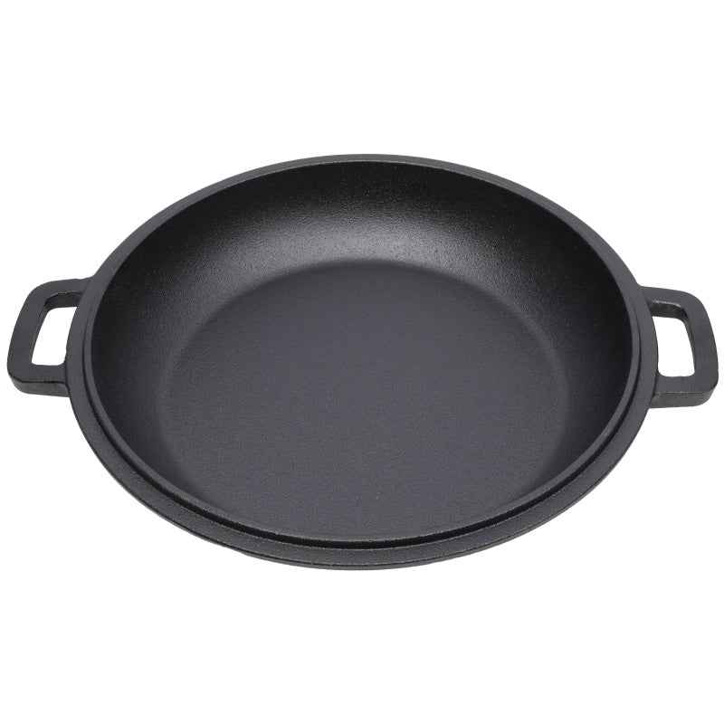 One In One Pre Seasoned Cast Iron Dutch Oven With Dual Handles, Outdoor Camping Deep Pot, With 2 Silicone Handle Covers, Banned Platform Temu