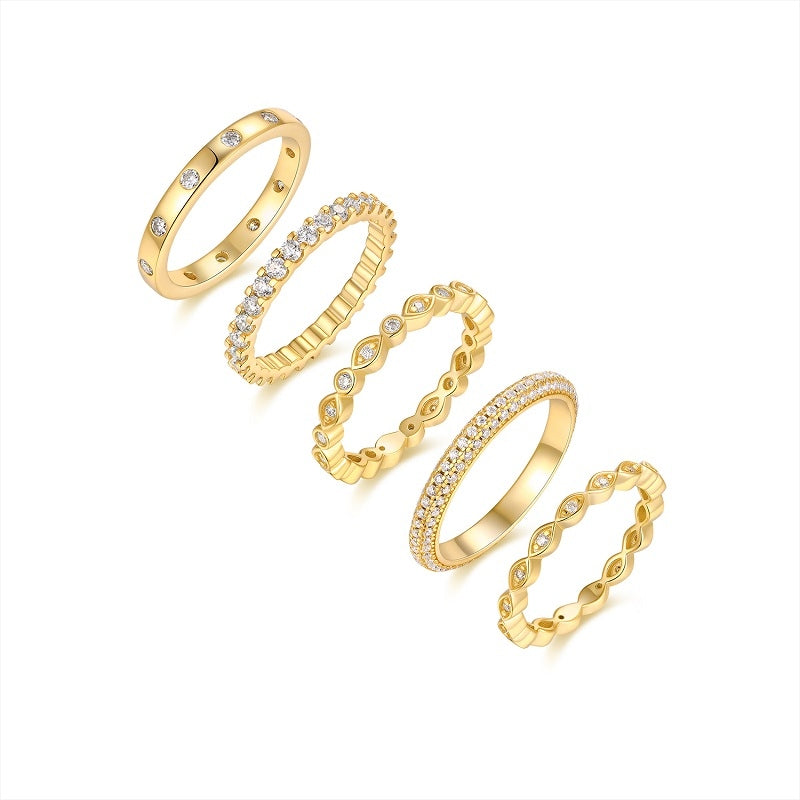 Starlight Golden Melody Ring Set S925 Silver And Gold-Plated Moissanite Secondary image