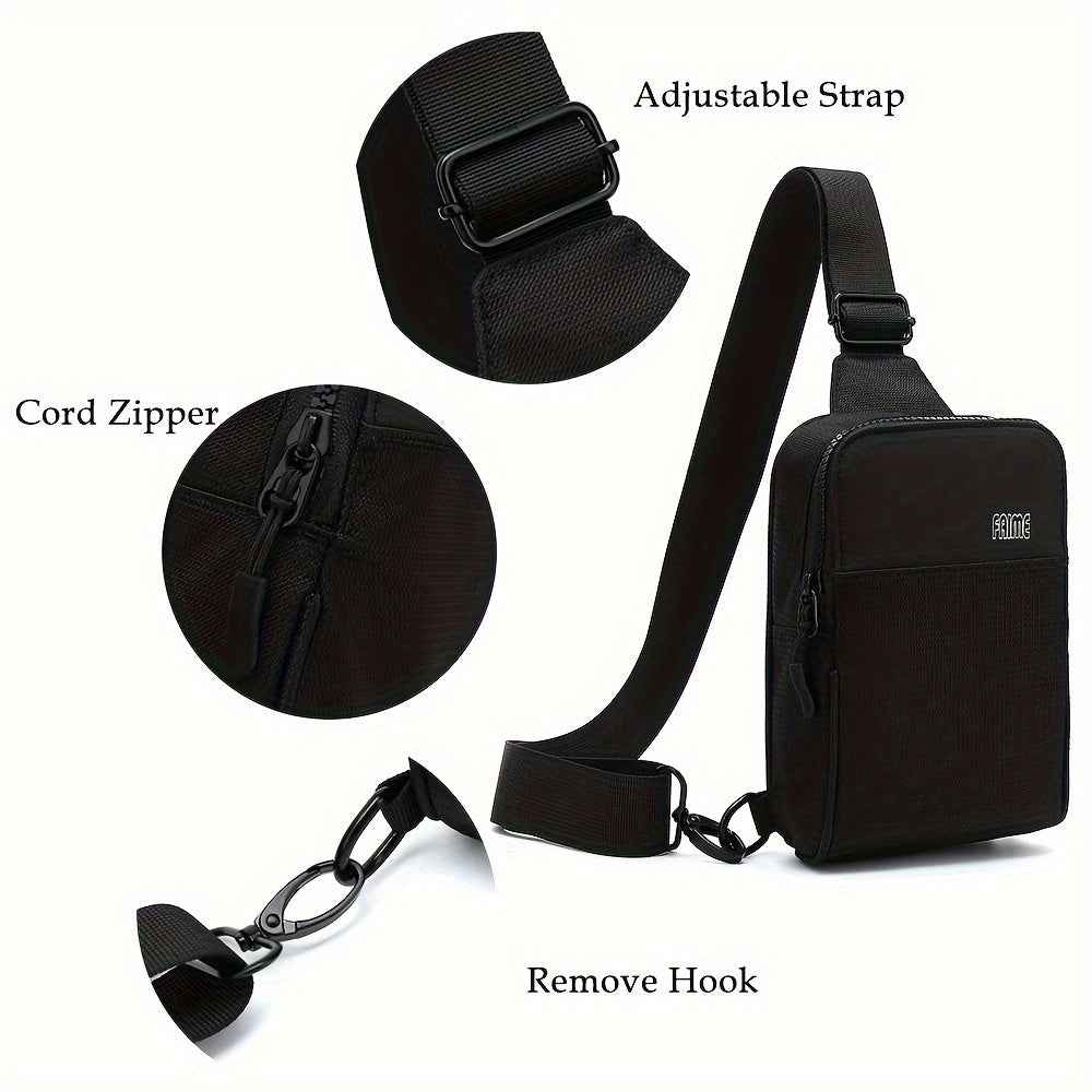 Small Crossbody Bags For Women & Men, Mini Sling Bag Fanny Packs Crossbody Purse, Chest Bag For Travelling, Hiking, Running -Black