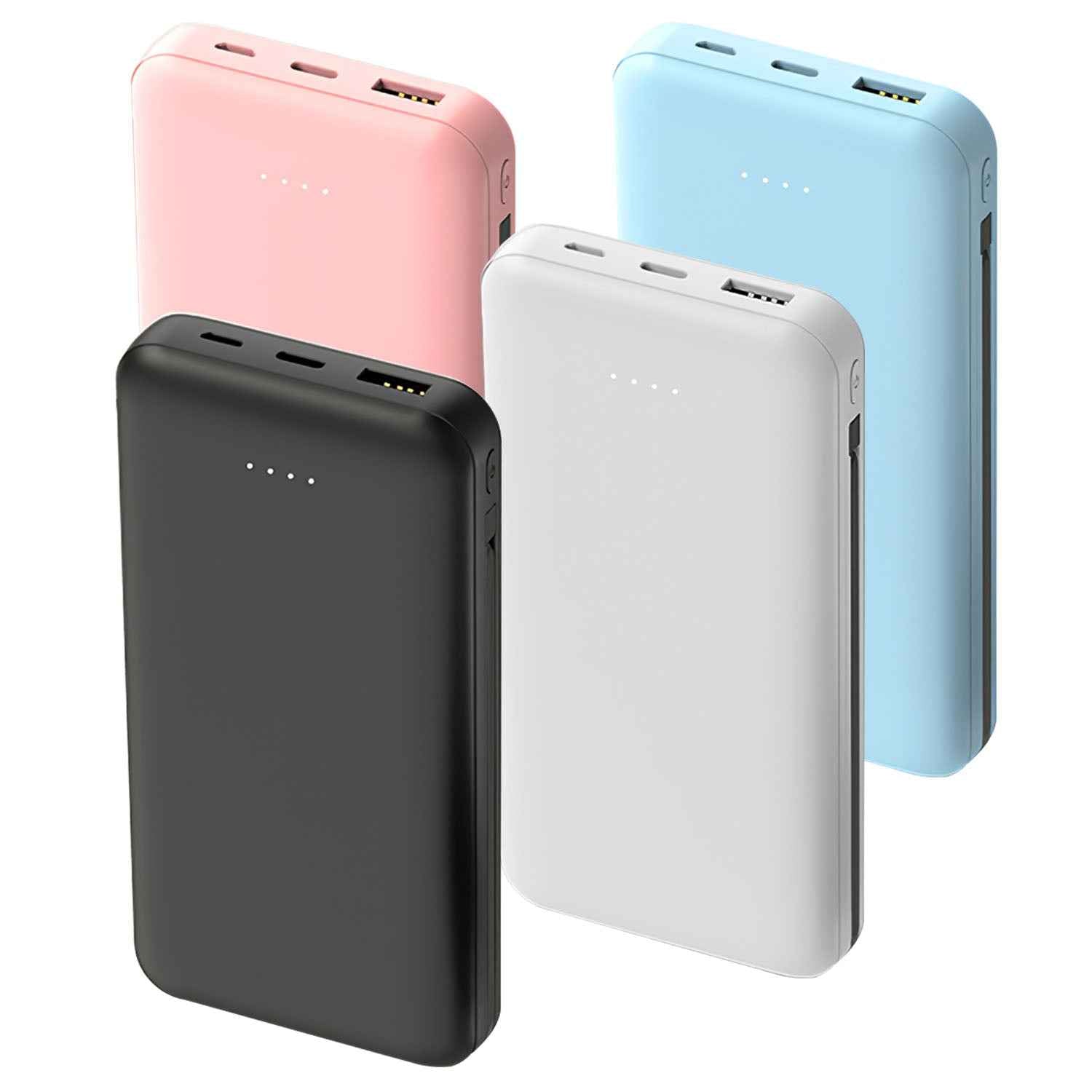 1Pc 10000mAh Power Bank Portable Phone Charger External Battery Pack With LT And Type C Double Ended Cable Type C USB Cable Fit For IOSPhone 14 Android And More Main image