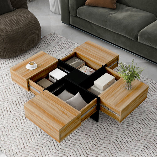 Unique Design Coffee Table With 4 Hidden Storage Compartments UV Gloss
