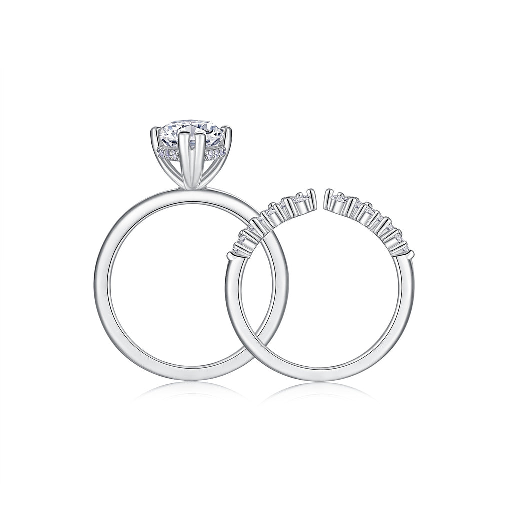 Fashionable Men's And Women's Ring, Jewelry Set With Moissanite, Sterling Silver, Platinum-plated