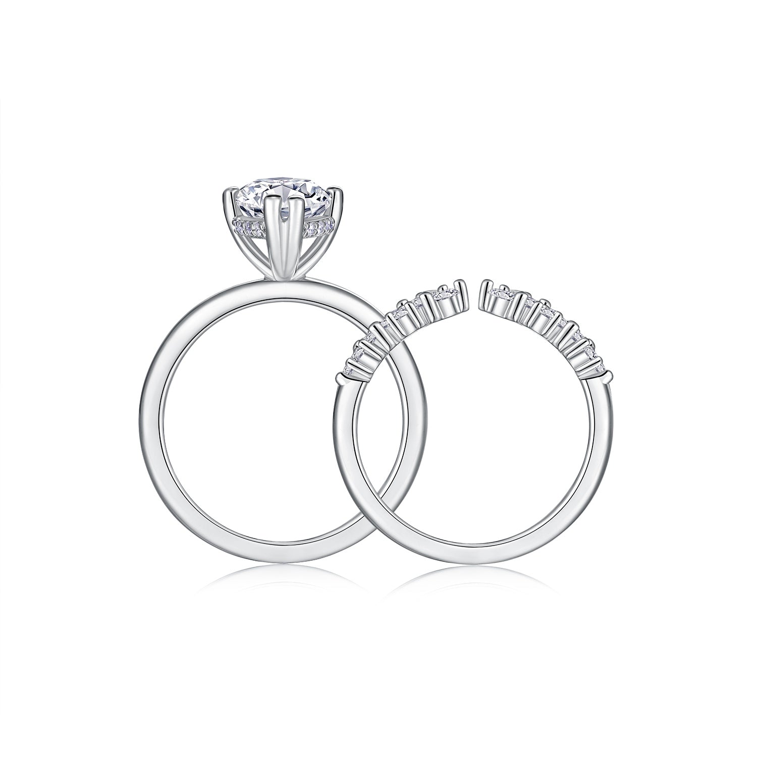 Fashionable Men's And Women's Ring, Jewelry Set With Moissanite, Sterling Silver, Platinum-plated