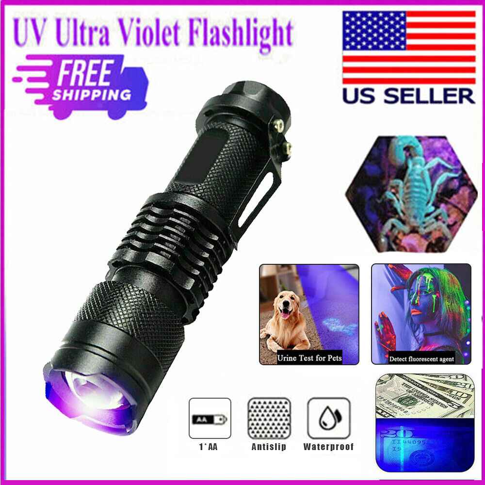 UV Ultra Violet Flashlight Handheld Blacklight Small Flashlight 395nm Mini Light Inspection Lamp Pen Torch Detector For Dog Pet Urine Stains, Bed Bugs And Scorpions Main image