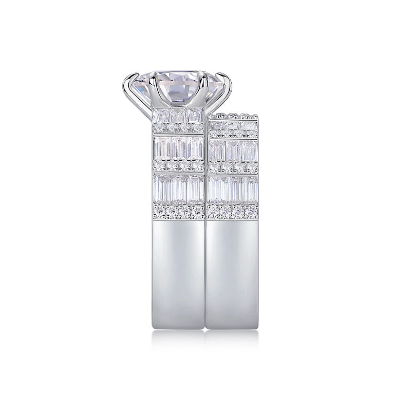Vanilla Moissanite Jewelry Set In S925 Silver With Platinum Plating
