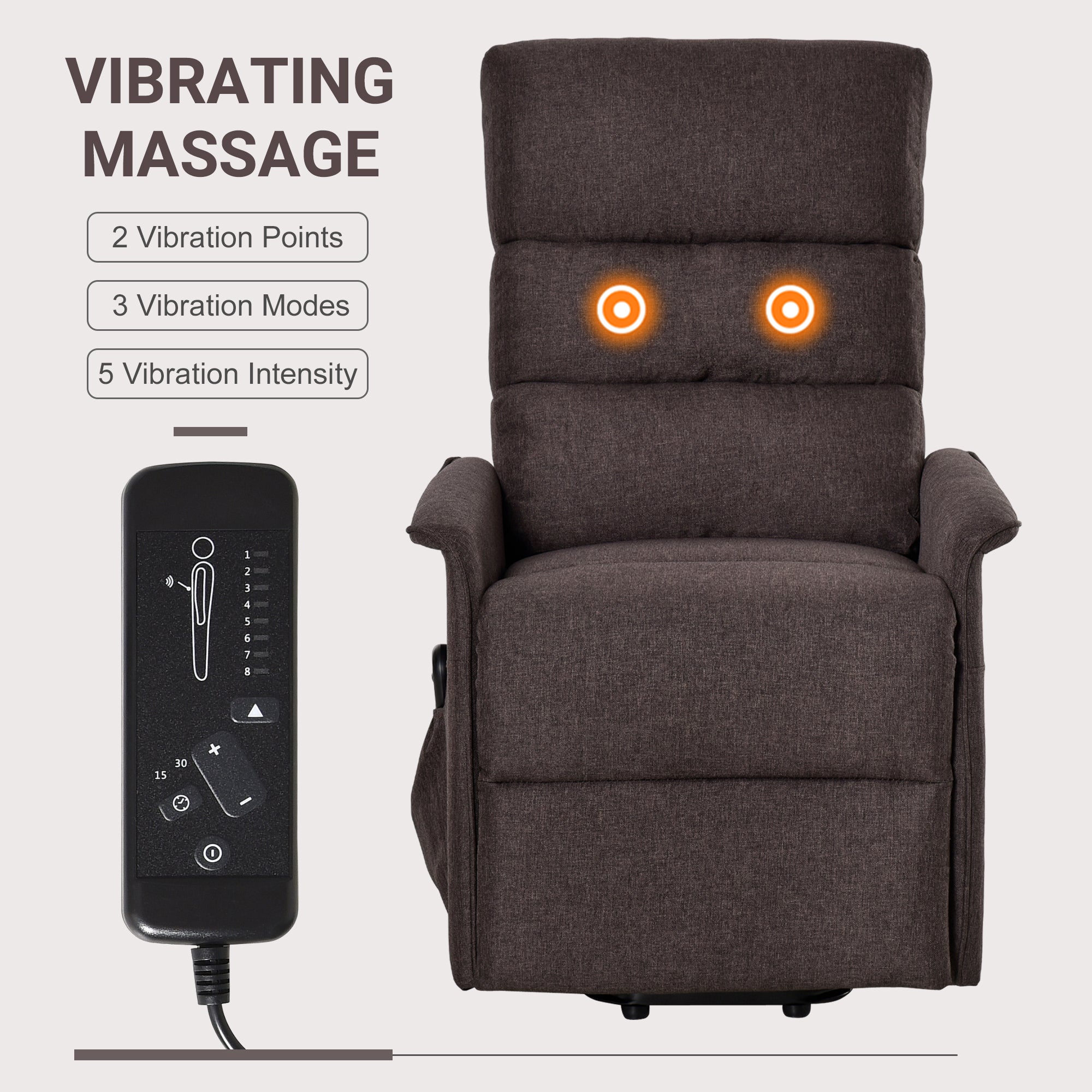 Power Lift Chair with Vibration Massage Fabric Recliner For Elderly