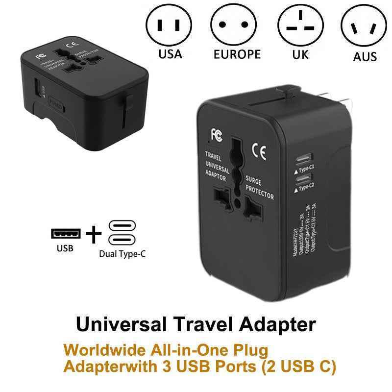 Universal Travel Adapter Compatible Worldwide Plugs And 3 USB Ports Secondary image