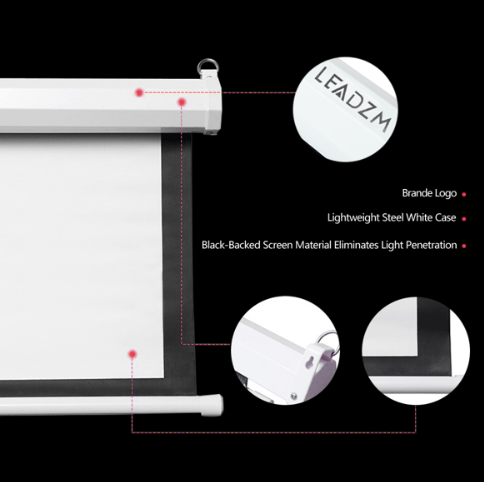 100 Inch Motorized Projector Screen 4:3 Matte White with Remote