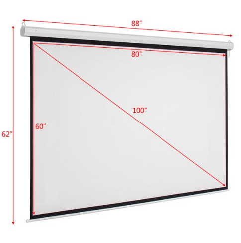 100 Inch Motorized Projector Screen 4:3 Matte White with Remote
