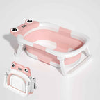 Baby Bathtub , Foldable Baby Bath Tub With Soft Floating Cushion & Thermometer , Collapsible Portable Travel Baby Bath Tub