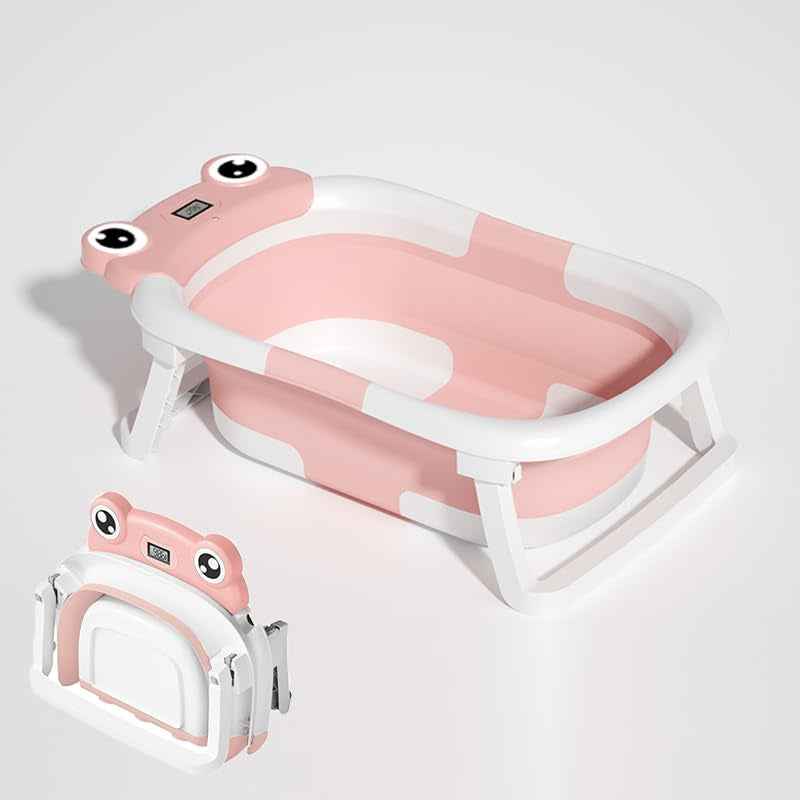 Baby Bathtub , Foldable Baby Bath Tub With Soft Floating Cushion & Thermometer , Collapsible Portable Travel Baby Bath Tub