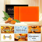 Organic Turmeric Soap Bar For Face, Kojic Acid Soap, Vitamin C, Retino