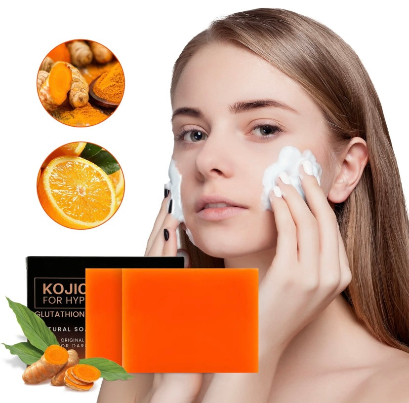 Organic Turmeric Soap Bar For Face, Kojic Acid Soap, Vitamin C, Retino