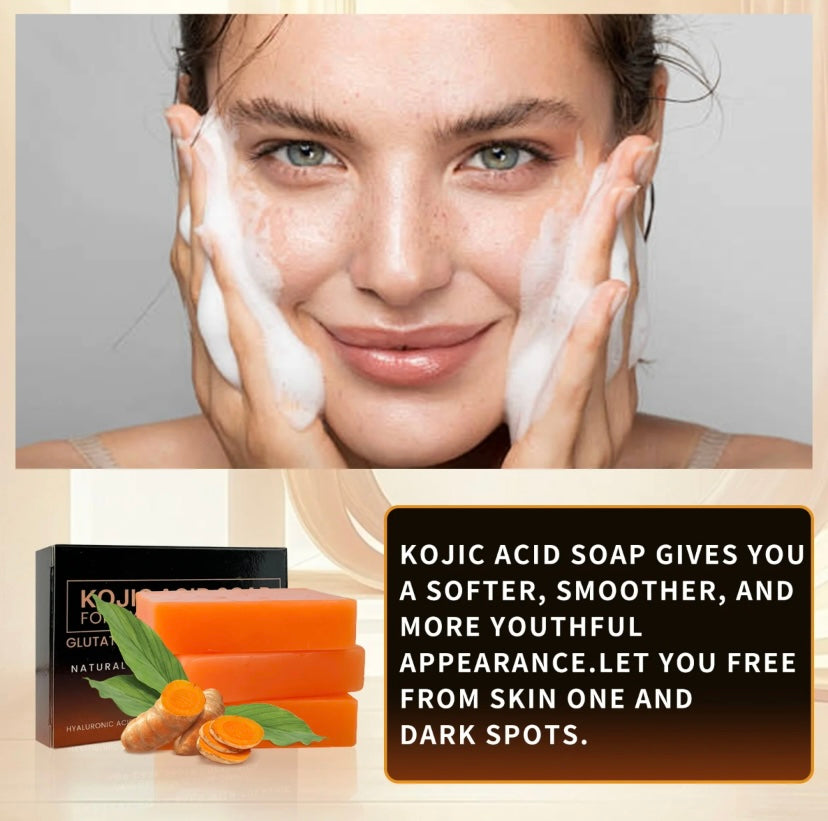 Organic Turmeric Soap Bar For Face, Kojic Acid Soap, Vitamin C, Retino