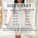Size chart for Women's Polo Dress Elegant Striped V Neck Short Sleeve A Line Dresses with measurements for S, M, L, and 2XL.