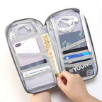 1Pc Travel Passport Wallet 12Cells Ticket ID Credit Card Holder Water Repellent Documents Phone Organizer Zipper Case Business Trip Daily Use