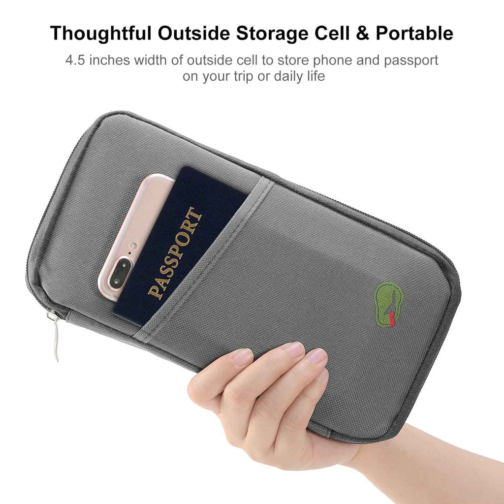 1Pc Travel Passport Wallet 12Cells Ticket ID Credit Card Holder Water Repellent Documents Phone Organizer Zipper Case Business Trip Daily Use