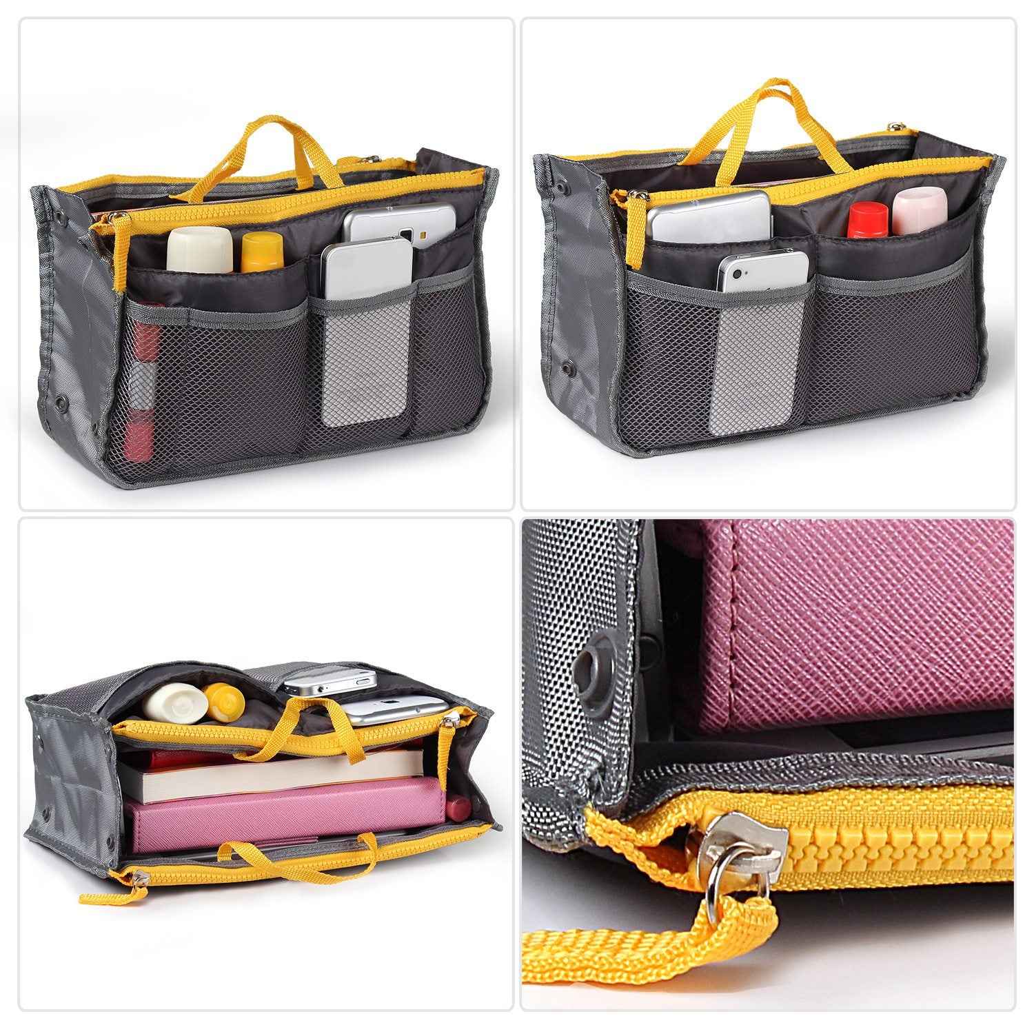 Women Lady Travel Insert Handbag Organizer Makeup Bags Toiletry Purse Liner With Hand Strap