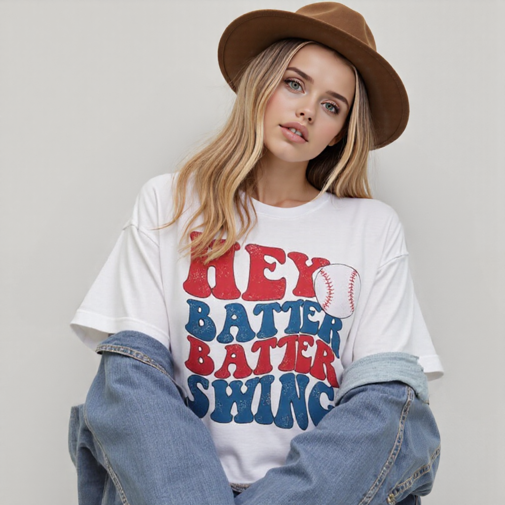 Baseball Mom Shirt Womens Baseball Shirts Oversized Hey Batter Batter Swing Graphic Ballpark Gift Short Sleeve Tops Casual Outfits Jeans Elegant White Baggy School Outfits Tees Fashion Loose.