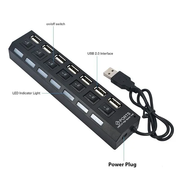 7-Port USB Hub 3.0/2.0 5Gbps Bus-Powered for PC & Laptop