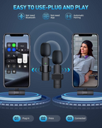 Wireless Lavalier Microphone, Type - C IPhone 15, 16, Rechargeable Wireless Microphone For Video Recording, Game Live Streaming, Interview, Vlog