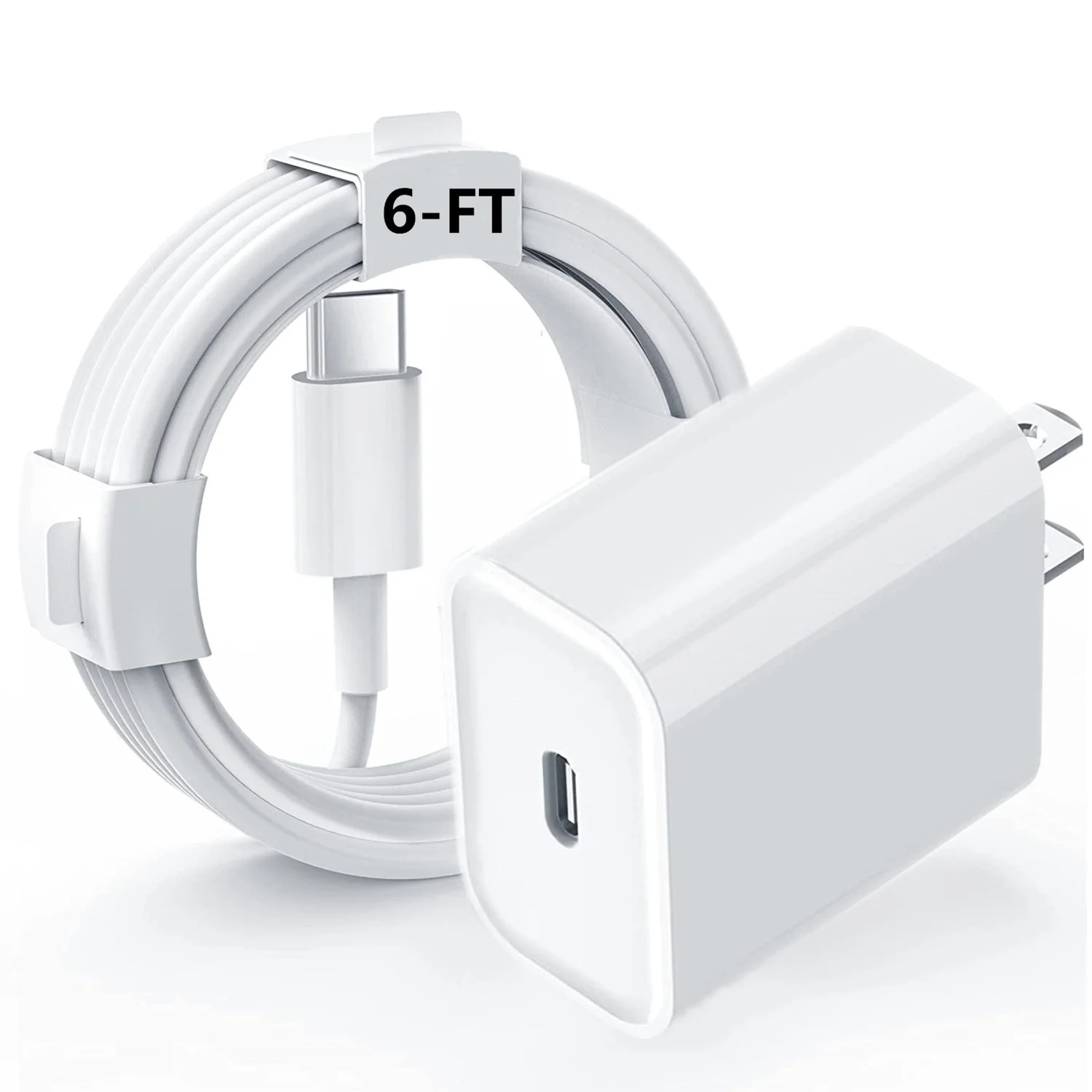 6FT Cube Phone Charger USB-C Lightning Cable Fast Charging Adapter iPhone iPad Air-Pods