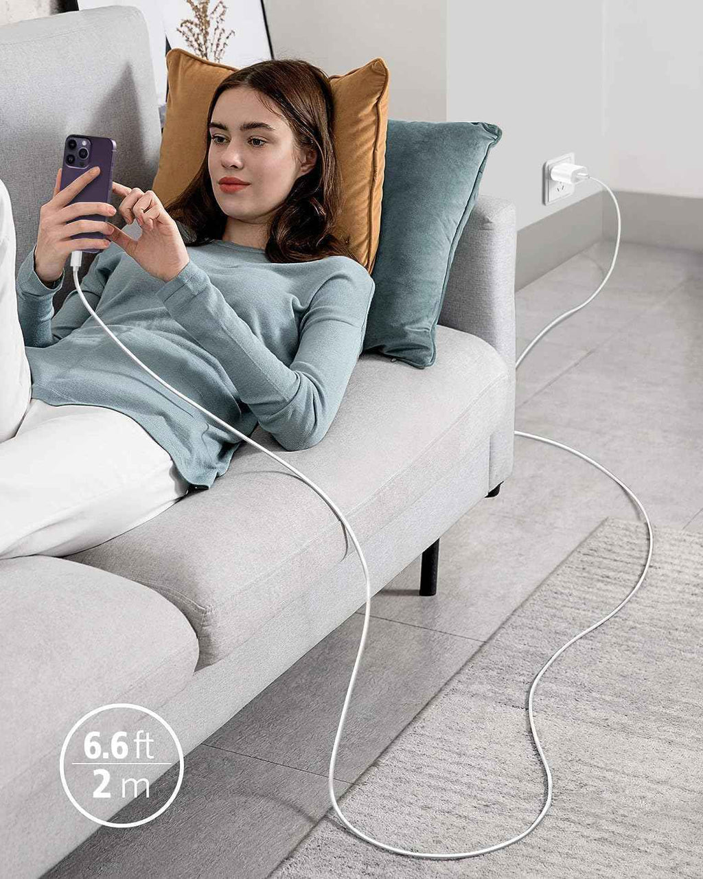 6FT Cube Phone Charger USB-C Lightning Cable Fast Charging Adapter iPhone iPad Air-Pods