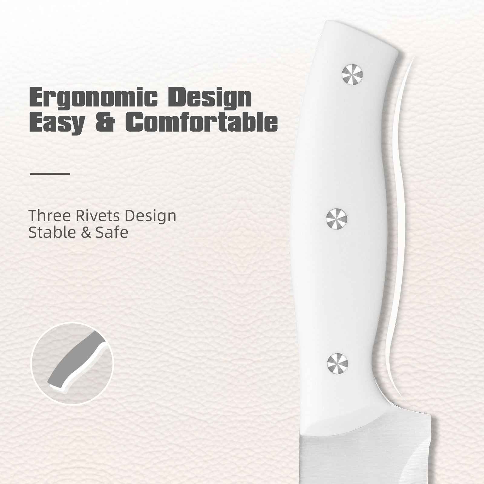 15 Pieces Of White Carbon Steel Blade Kitchen Knife Set, Equipped With A Genuine Wooden Frame, Internal Sharpener, And Kitchen Scissors