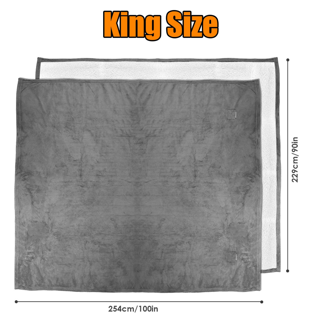 1Pc Electric Heated King Size Fleece Heated Blanket With Dual Controller 10 Heating Levels 10 Hours Auto Off Machine Washable For Home Office Usage 90x100in.